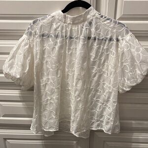 Gracia Sheer Embroidered White Blouse